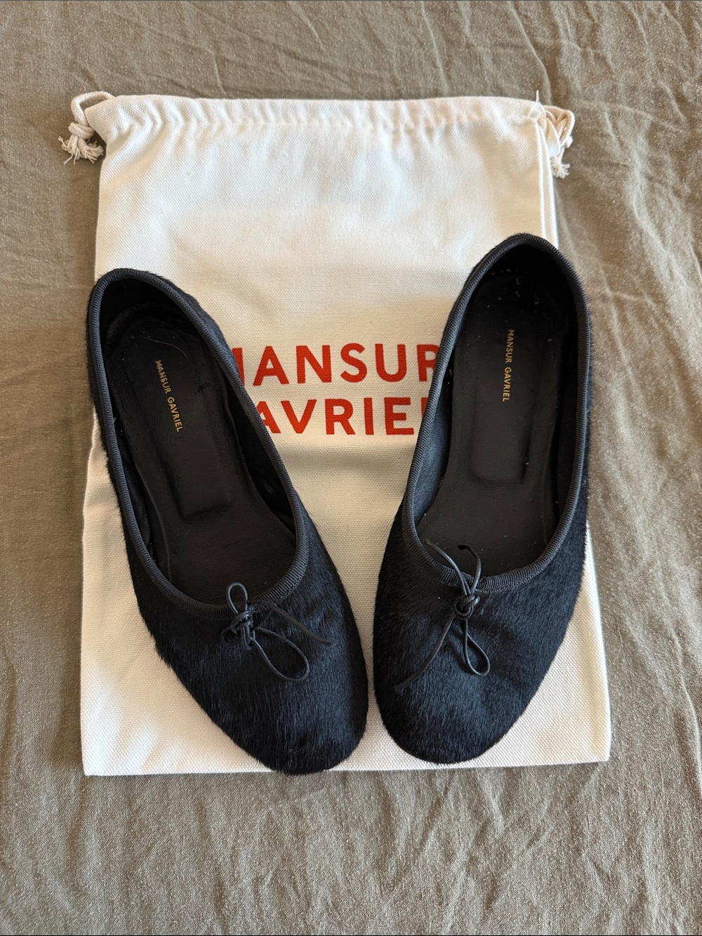 Mansur Gavriel Black Ballet Flats Pony